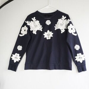 Victoria Beckham for Target Navy Blue Floral Lace Applique Sweatshirt XS Granny